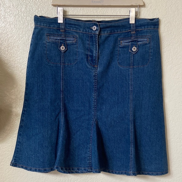Classic Blue A-Line Denim Skirt - Picture 1 of 5